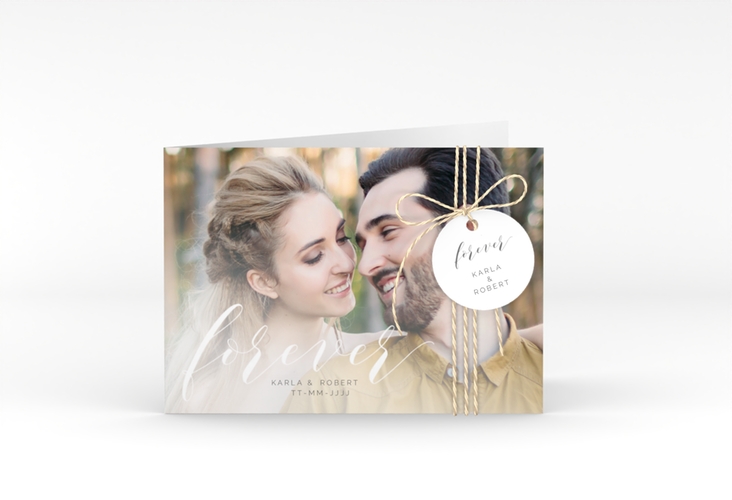Hochzeitseinladung Promise A6 Klappkarte quer weiss