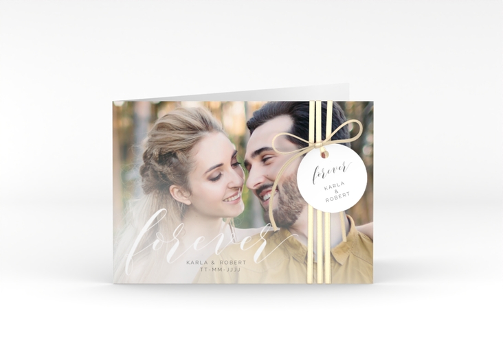 Hochzeitseinladung Promise A6 Klappkarte quer weiss