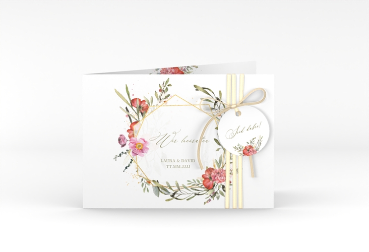Hochzeitseinladung Sommergarten A6 Klappkarte quer