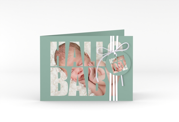 Geburtskarte Wunderlich A6 Klappkarte quer gruen hochglanz