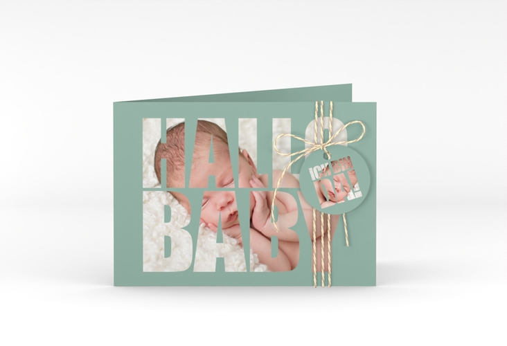 Geburtskarte Wunderlich A6 Klappkarte quer gruen hochglanz