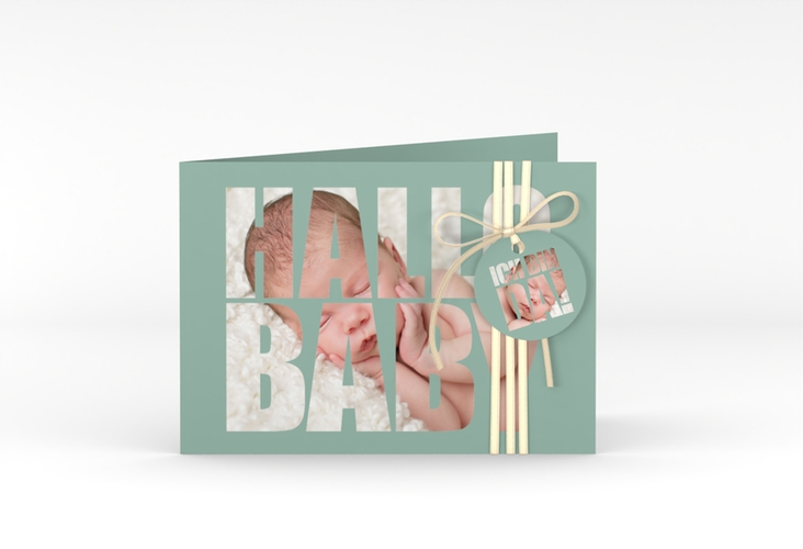 Geburtskarte Wunderlich A6 Klappkarte quer gruen hochglanz