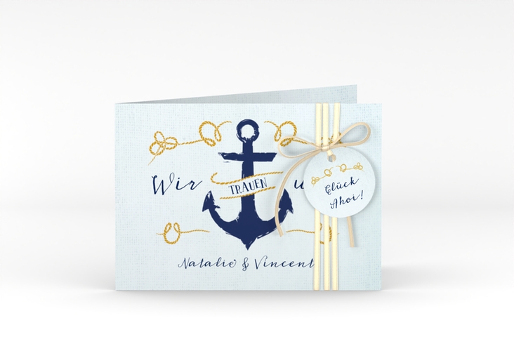 Hochzeitseinladung Anker A6 Klappkarte quer hochglanz