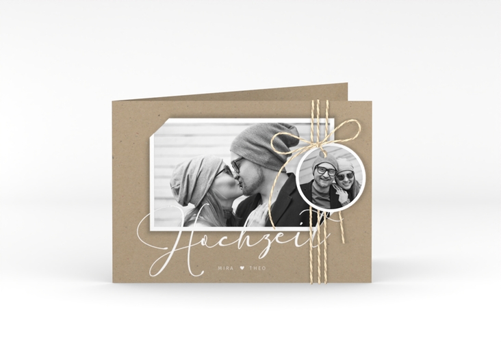 Hochzeitseinladung Crafty A6 Klappkarte quer mit Foto