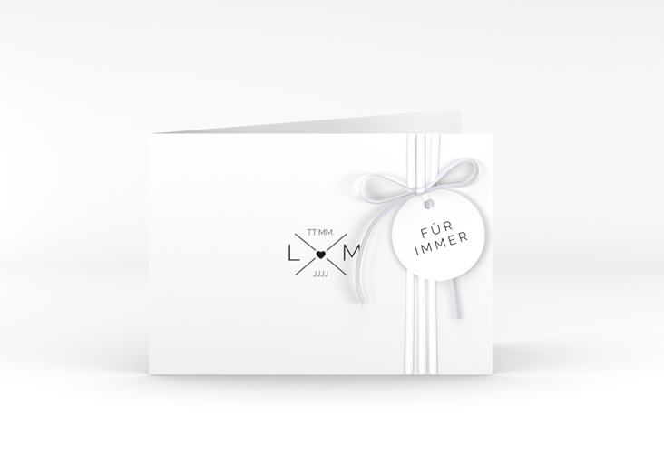 Hochzeitseinladung Initials A6 Klappkarte quer mit Initialen im minimalistischen Design