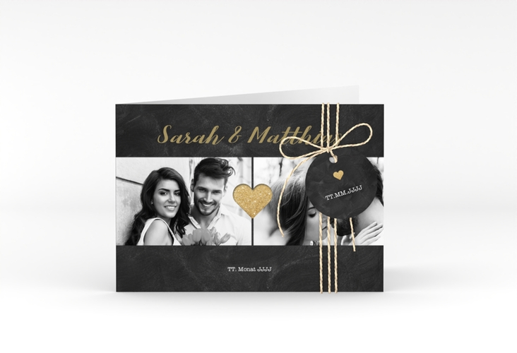 Hochzeitseinladung Sparkly A6 Klappkarte quer