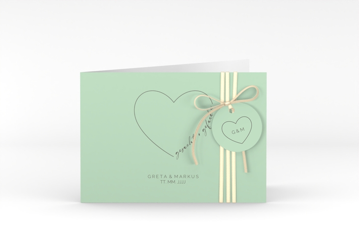 Hochzeitseinladung Lebenstraum A6 Klappkarte quer mint