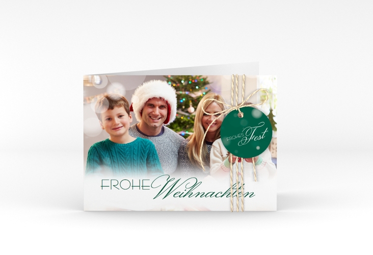 Weihnachtskarte Familienzeit A6 Klappkarte quer gruen