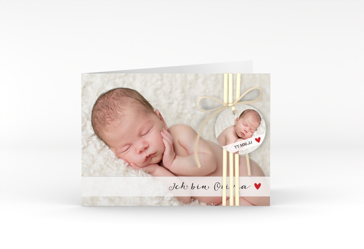 Geburtskarte Zauberhaft A6 Klappkarte quer weiss