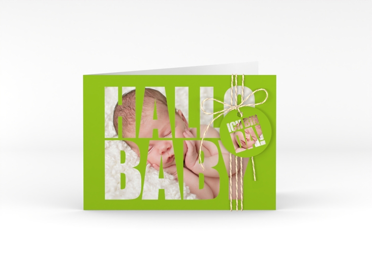 Geburtskarte Wunderlich A6 Klappkarte quer gruen hochglanz