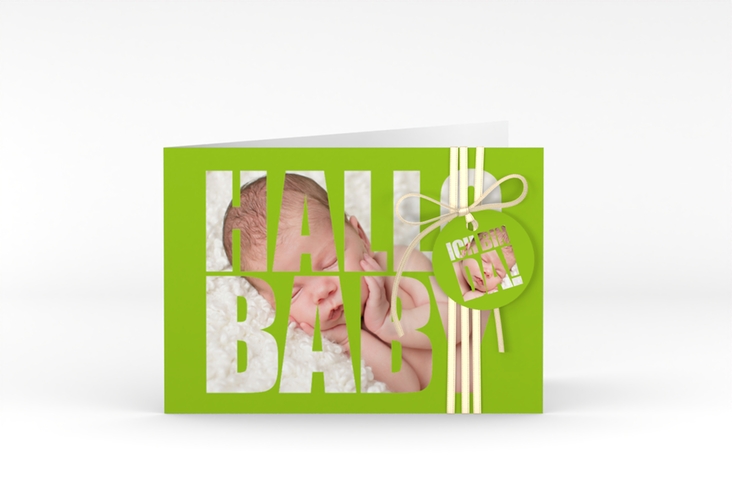 Geburtskarte Wunderlich A6 Klappkarte quer gruen hochglanz