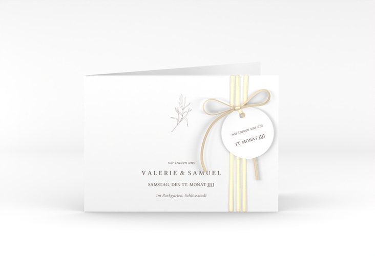 Hochzeitseinladung Ivy A6 Klappkarte quer minimalistisch mit kleiner botanischer Illustration