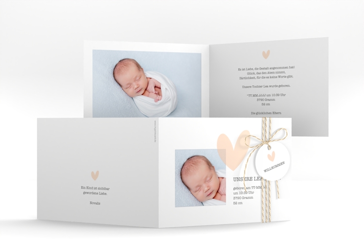 Geburtskarte Virgin A6 Klappkarte quer beige hochglanz