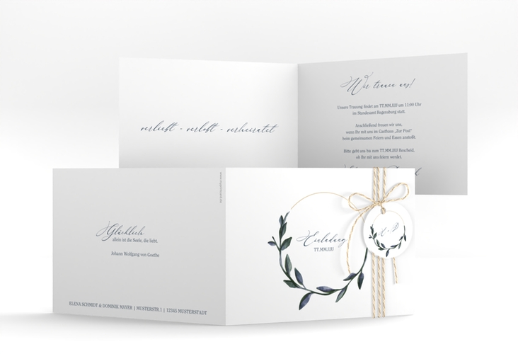 Hochzeitseinladung Botanica A6 Klappkarte quer