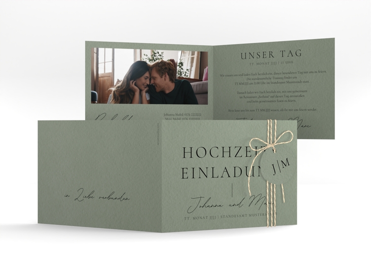 Hochzeitseinladung Hochzeitsfreude A6 Klappkarte quer gruen