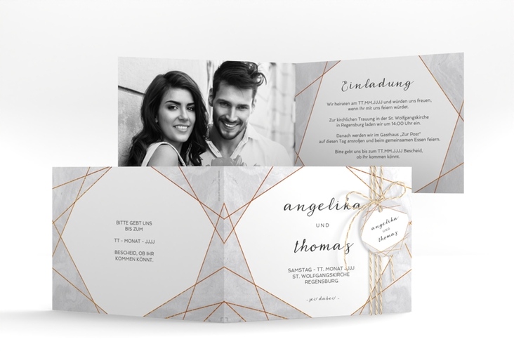 Hochzeitseinladung Asymmetry A6 Klappkarte quer