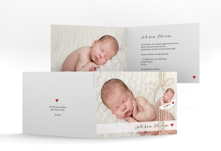 Geburtskarte Zauberhaft A6 Klappkarte quer weiss