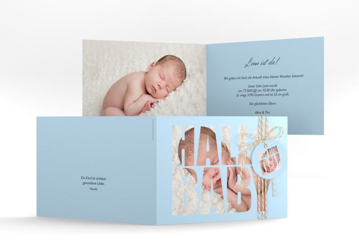 Geburtskarte Wunderlich A6 Klappkarte quer blau