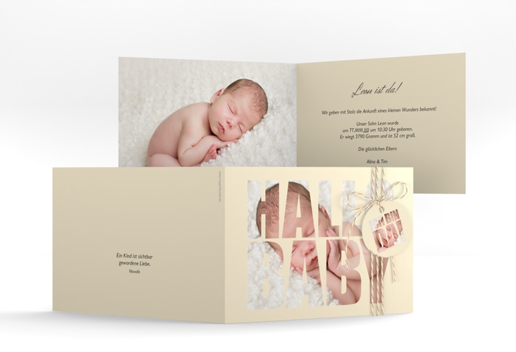 Geburtskarte Wunderlich A6 Klappkarte quer beige hochglanz
