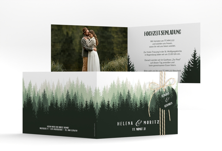 Hochzeitseinladung Forest A6 Klappkarte quer