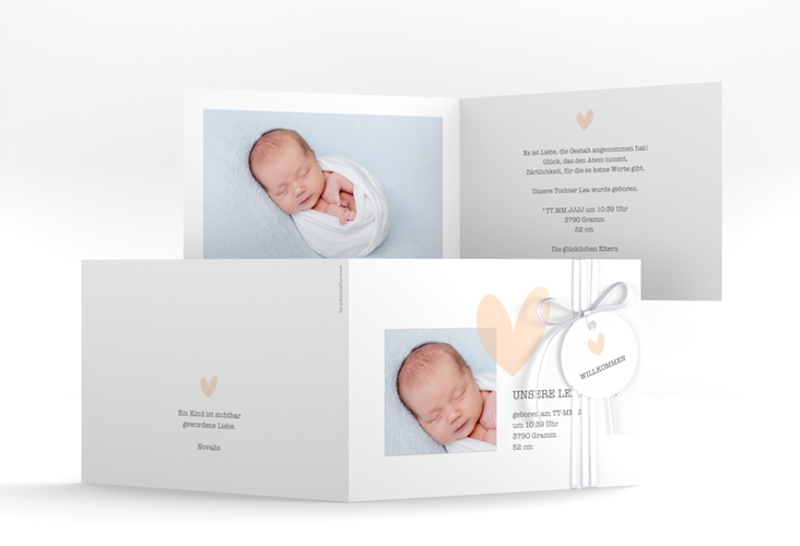 Geburtskarte Virgin A6 Klappkarte quer beige hochglanz