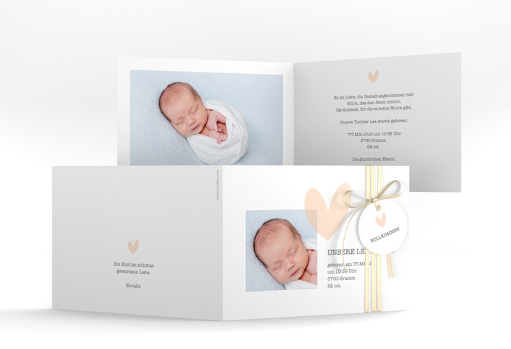 Geburtskarte Virgin A6 Klappkarte quer beige hochglanz