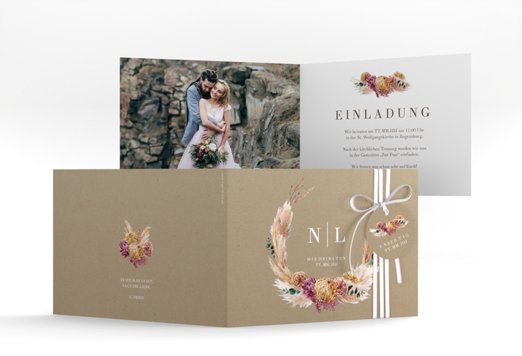 Hochzeitseinladung Bohochic A6 Klappkarte quer