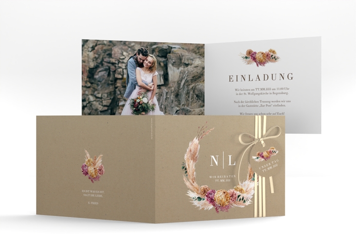 Hochzeitseinladung Bohochic A6 Klappkarte quer
