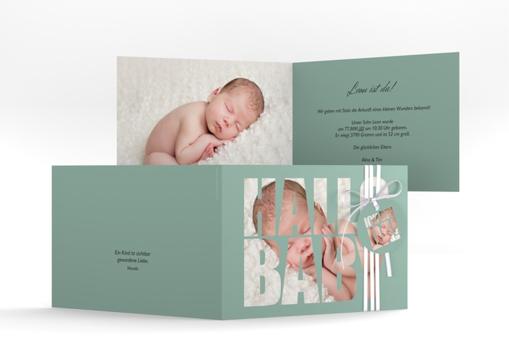 Geburtskarte Wunderlich A6 Klappkarte quer gruen hochglanz