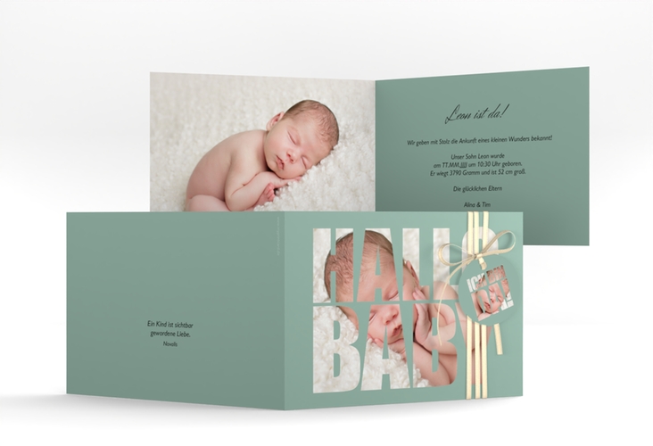 Geburtskarte Wunderlich A6 Klappkarte quer gruen hochglanz