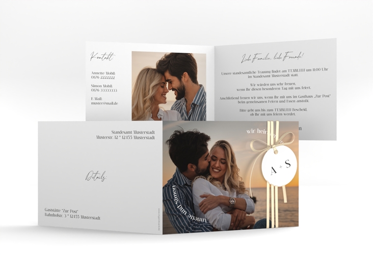 Hochzeitseinladung Vollendung A6 Klappkarte quer weiss