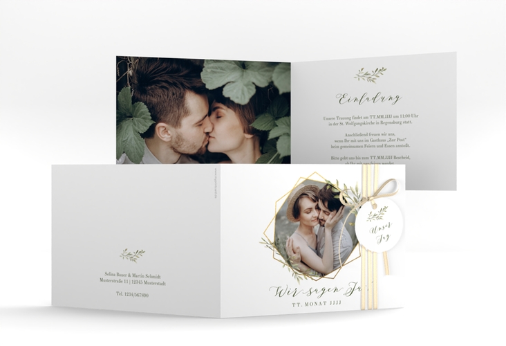 Hochzeitseinladung Acacia A6 Klappkarte quer