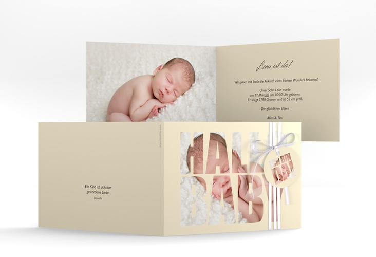 Geburtskarte Wunderlich A6 Klappkarte quer beige