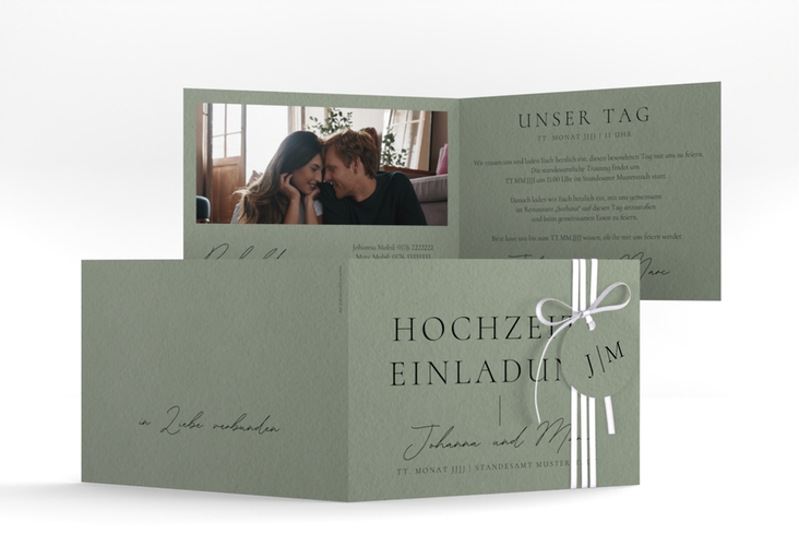 Hochzeitseinladung Hochzeitsfreude A6 Klappkarte quer gruen