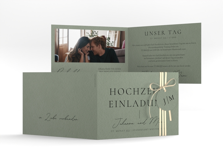Hochzeitseinladung Hochzeitsfreude A6 Klappkarte quer gruen