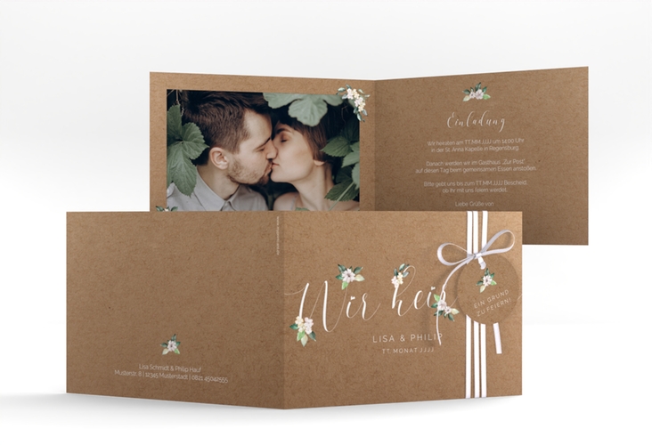 Hochzeitseinladung Inlove A6 Klappkarte quer hochglanz