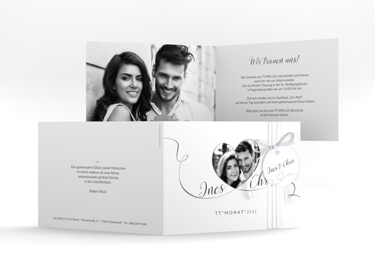Hochzeitseinladung Dolce A6 Klappkarte quer