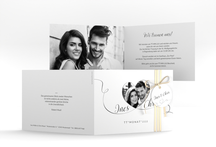 Hochzeitseinladung Dolce A6 Klappkarte quer