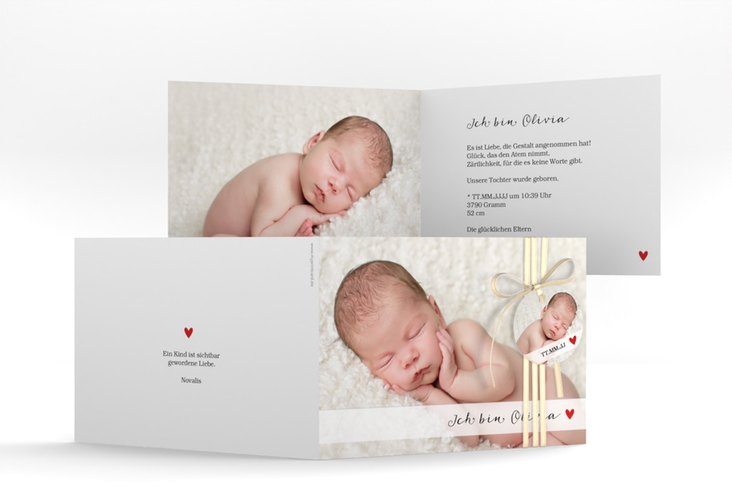 Geburtskarte Zauberhaft A6 Klappkarte quer weiss