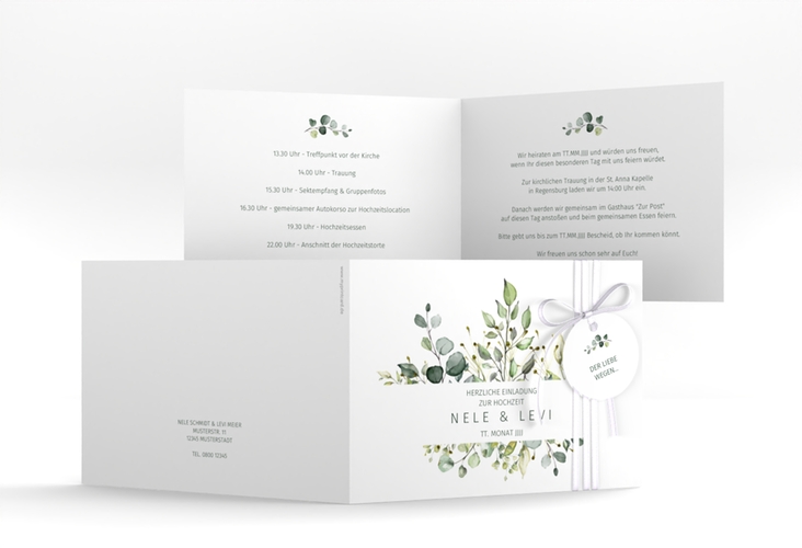 Hochzeitseinladung Enchanting A6 Klappkarte quer weiss hochglanz