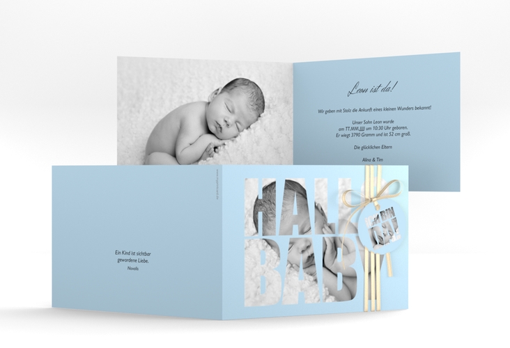 Geburtskarte Wunderlich A6 Klappkarte quer blau hochglanz