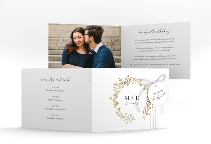 Hochzeitseinladung Filigree A6 Klappkarte quer