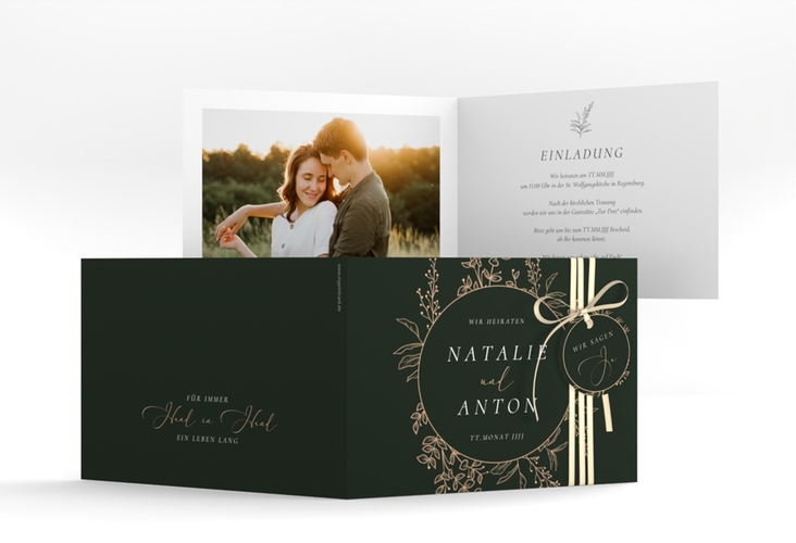 Hochzeitseinladung Herbs A6 Klappkarte quer