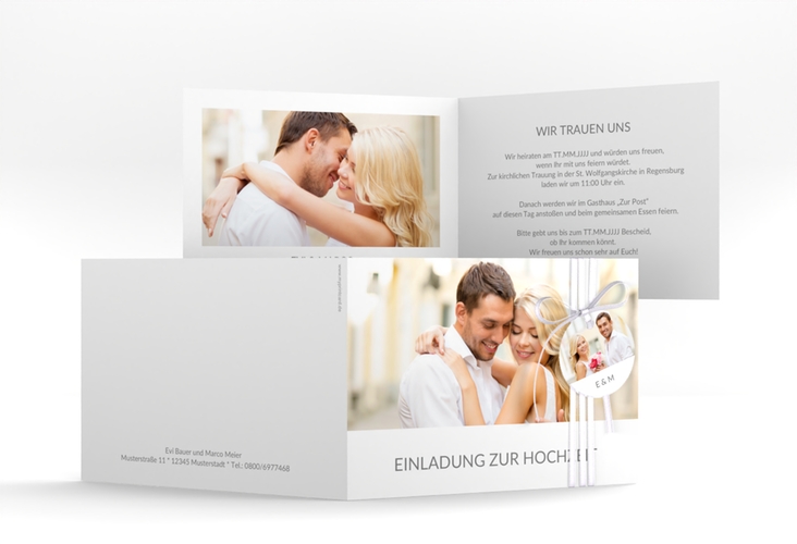 Hochzeitseinladung Vista A6 Klappkarte quer weiss