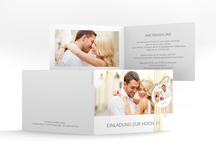 Hochzeitseinladung Vista A6 Klappkarte quer weiss