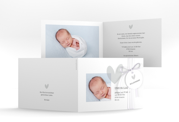 Geburtskarte Virgin A6 Klappkarte quer grau hochglanz