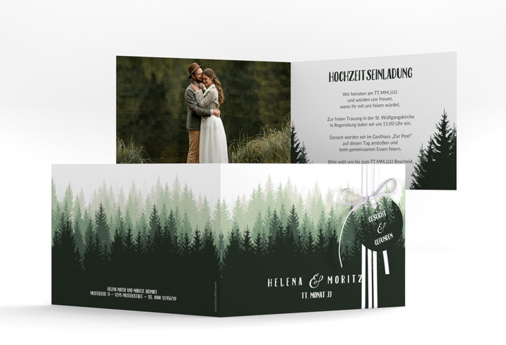 Hochzeitseinladung Forest A6 Klappkarte quer