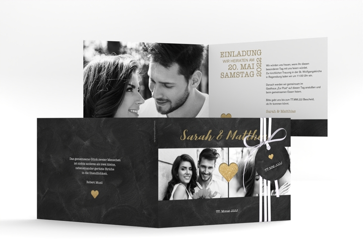 Hochzeitseinladung Sparkly A6 Klappkarte quer