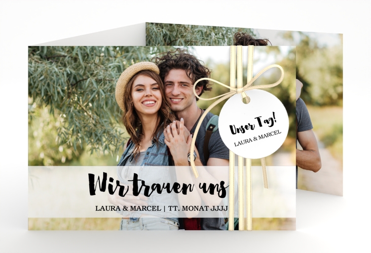 Hochzeitseinladung Mirage A6 Doppel-Klappkarte weiss