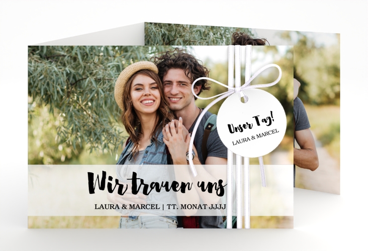 Hochzeitseinladung Mirage A6 Doppel-Klappkarte weiss